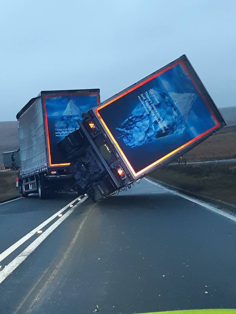 Main image for Road blocked due to overturned lorry